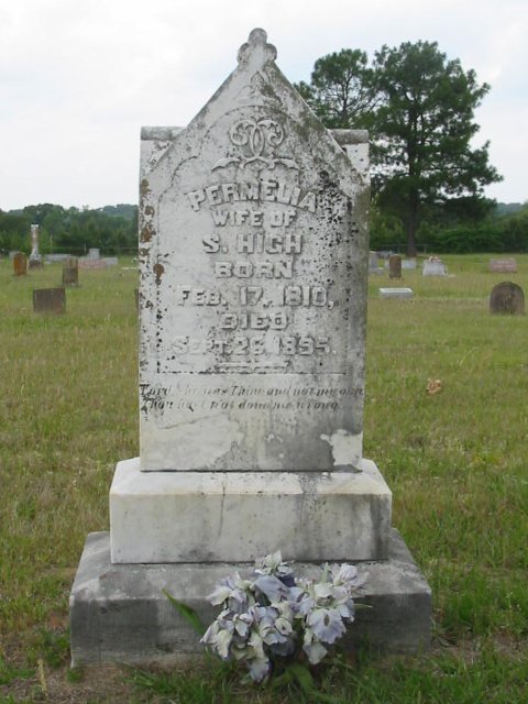 Permelia High's grave monument